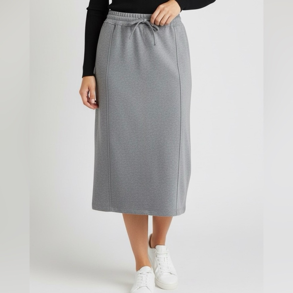 Zara Grey Skirt Sz XL‎ Felt Texture Slit NWT